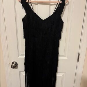 Vintage 80’s Black fringe flapper dress